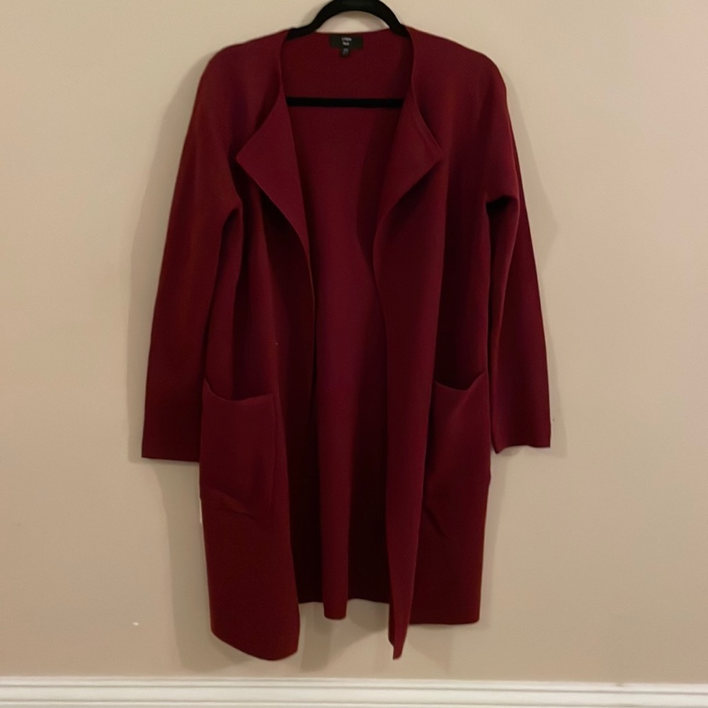 Long sweater blazer from j.Crew in burgundy / red wine color